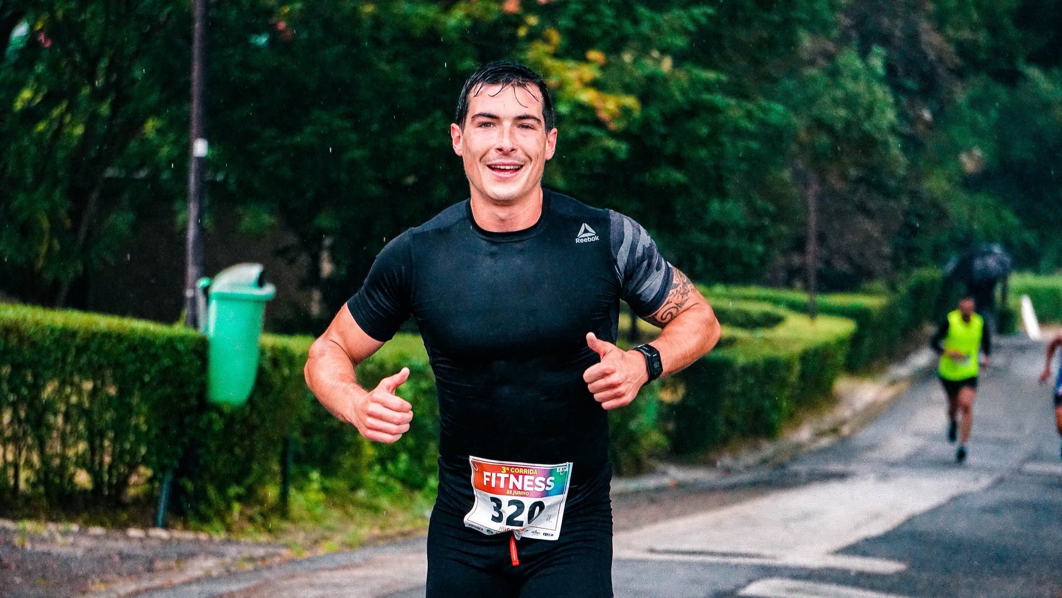 A man running outdoors